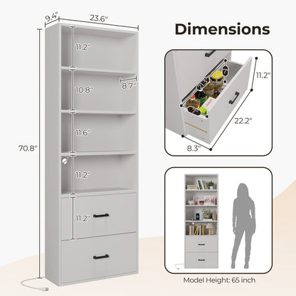 60x23.5x180cm Display Cabinet White