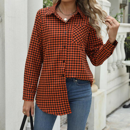 Loose Women's Long-sleeve Plaid Shirt