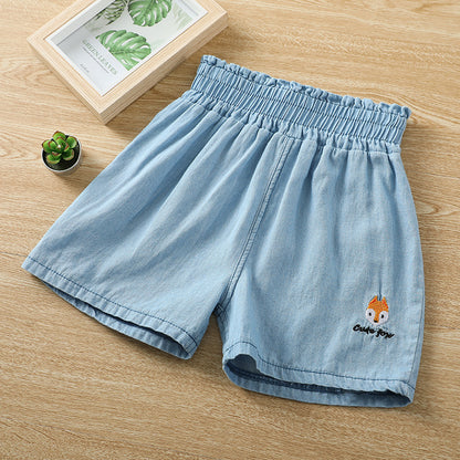 Girls' Middle-aged Children's Shorts Western Style New Jeans