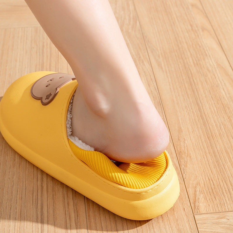 Female Winter Non-slip Couple Cute Home Indoor Waterproof Cotton Slippers