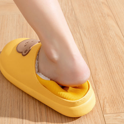 Female Winter Non-slip Couple Cute Home Indoor Waterproof Cotton Slippers