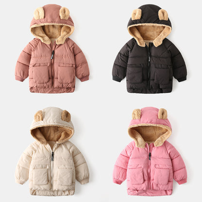 Children's Cotton Wear Thickened Coat Fleece-lined Zip-up Shirt