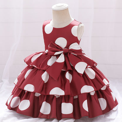 Girls' Casual Polka Dot Printed Dress