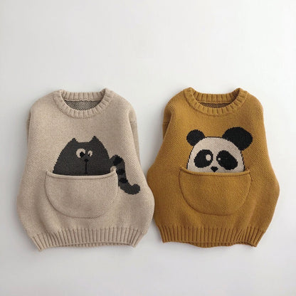 Cartoon Baby Soft Glutinous Sweater Cute Big Pocket