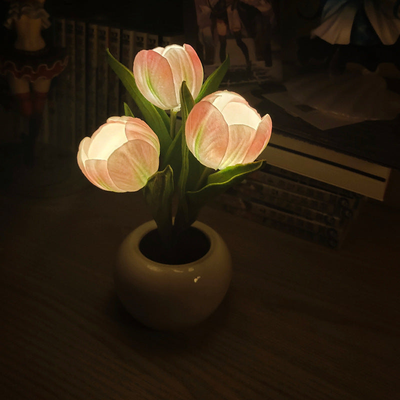 LED Tulip Night Light Simulation Flower Table Lamp