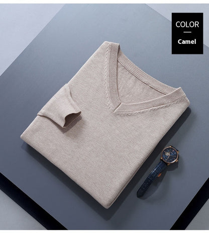 Sweater Men's V-neck Loose Solid Color Knitted Bottoming Shirt