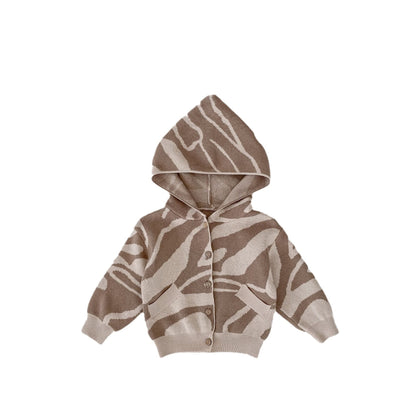 Children's Texture Jacquard Hooded Knit Cardigan