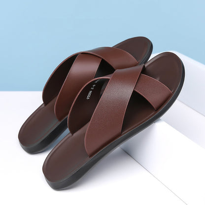 Men's Leather Summer Casual Slippers