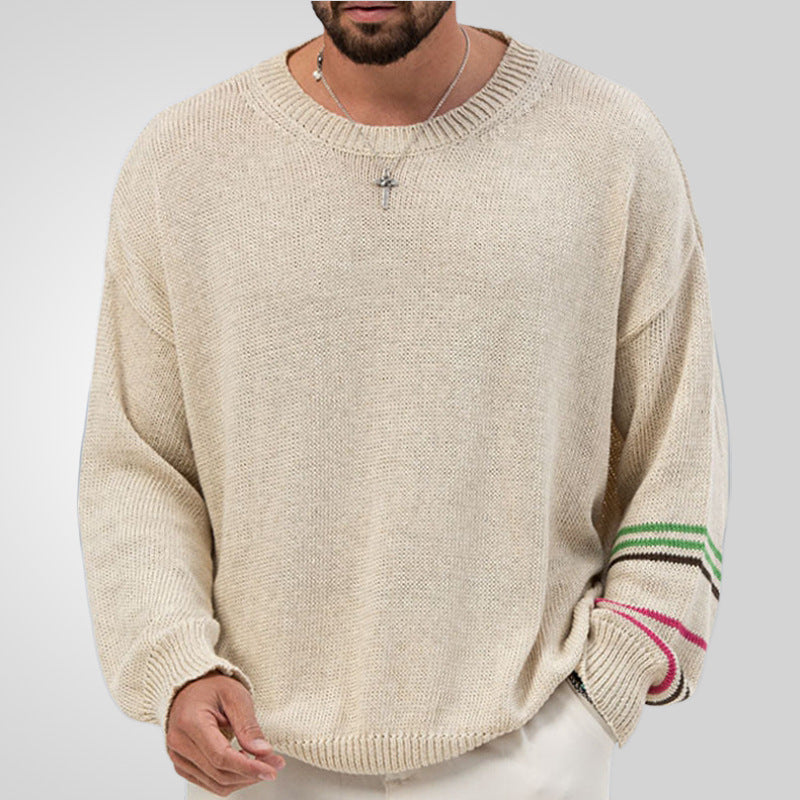 Mens Round Neck Pullover Long Sleeve Base Lightweight Sweater