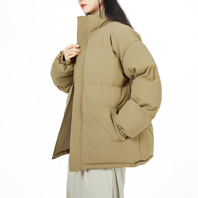 Womens Loose Stand-collar Cotton Thicken Jacket