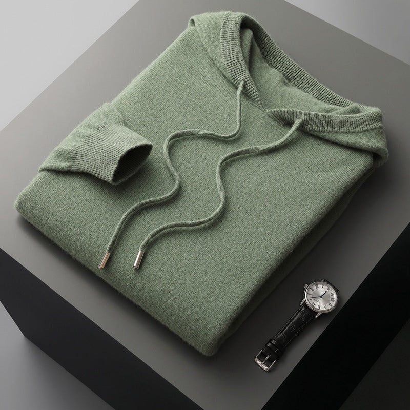 Wool Hooded Long-sleeved Sweater Pullover