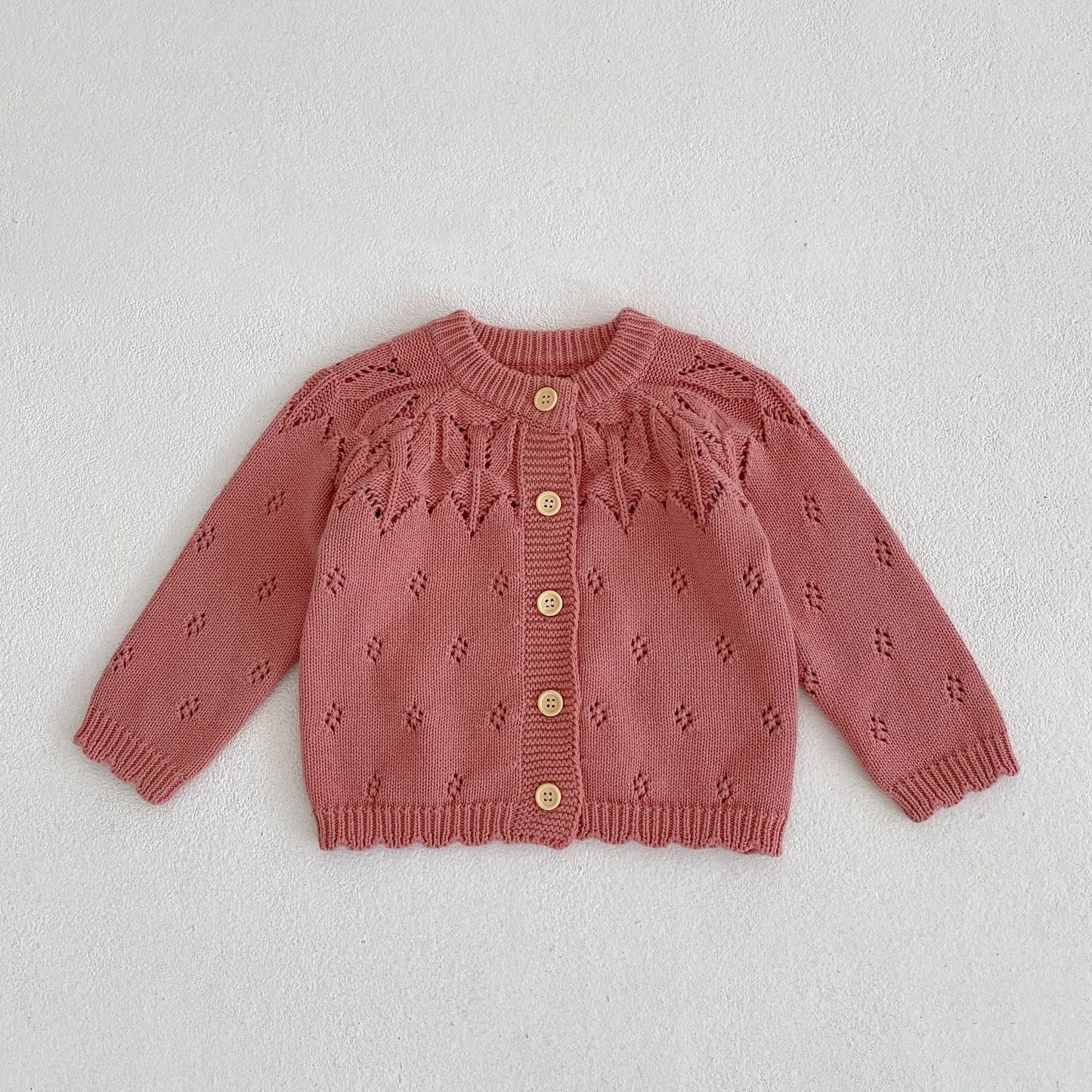 Versatile Children's Jacquard Hollow Knitted Jacket