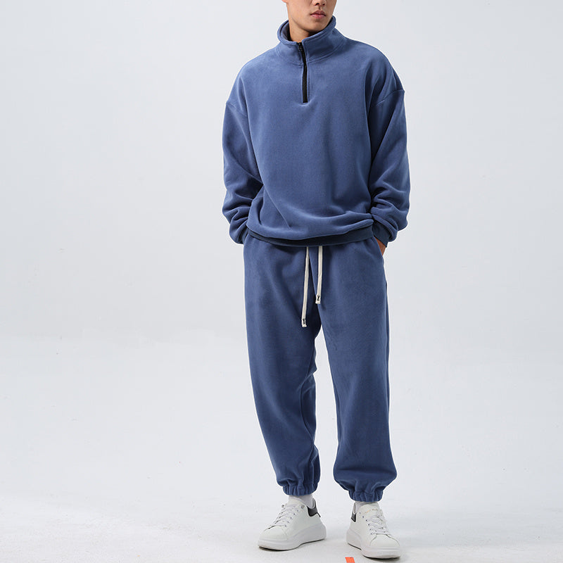 Men's Wide Fleece Long Sleeve Sweatshirt Sweatpants