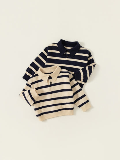 Kids' Sweater Polo Stripe Top Pullover Shirt