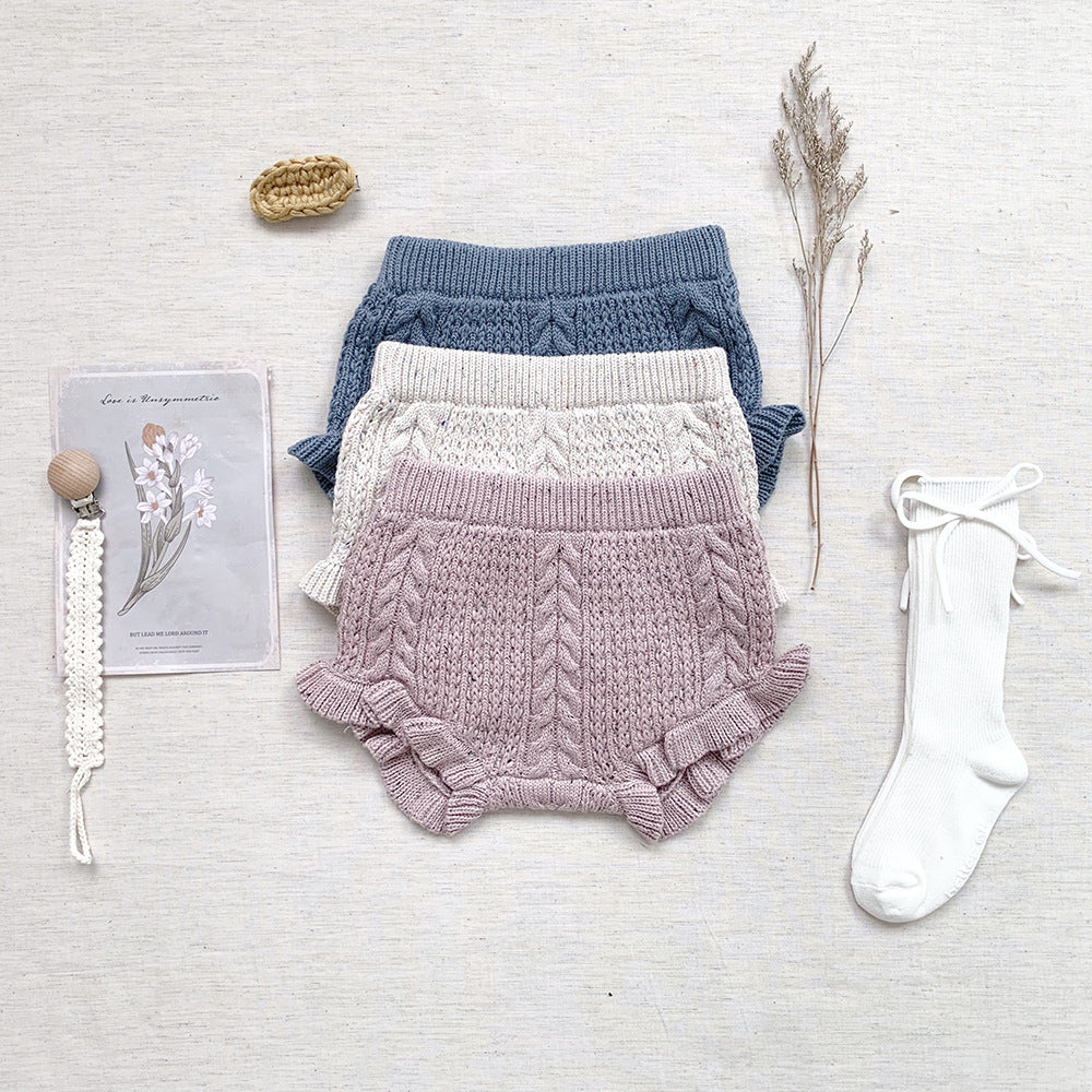 Baby Girl Twisted Knit Shorts