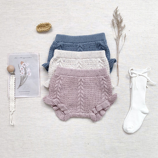 Baby Girl Twisted Knit Shorts