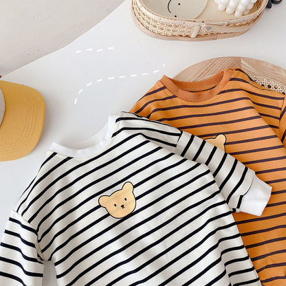 Baby Bodysuit Long Sleeve Striped Print Romper