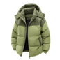 Detachable Hat Cotton-padded Coat For Couple Color Contrast Patchwork Thickened