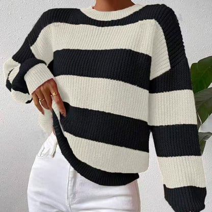 Women's Striped Sweater Loose Long Sleeve Pullover