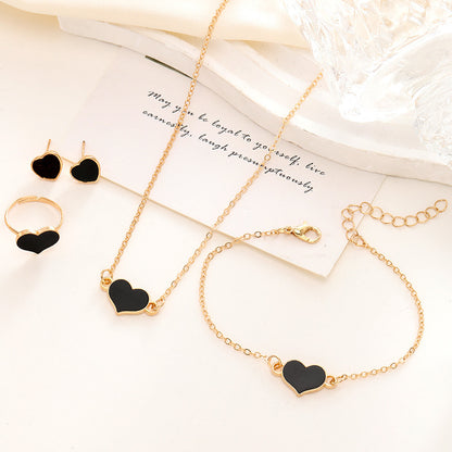 Fashion Heart Necklace Suit Jewelry Set Gift Party Jewelry