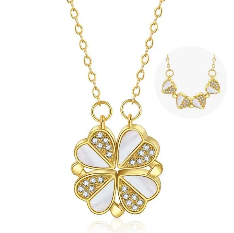 Luxury Four Leaf Clover Pendant Necklace Stainless Steel