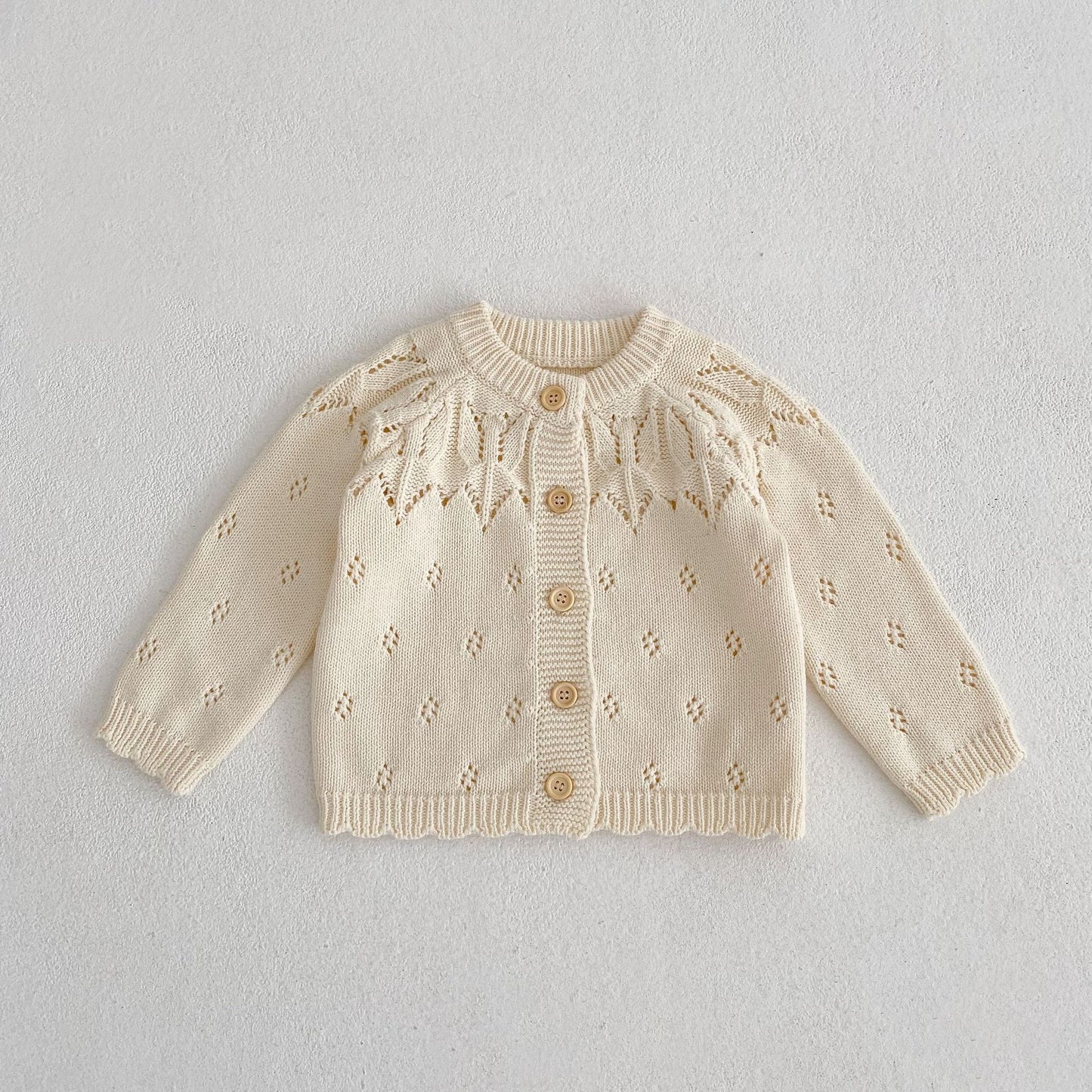 Versatile Children's Jacquard Hollow Knitted Jacket