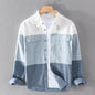 Mens Cotton Long Sleeve Stitching Shirt