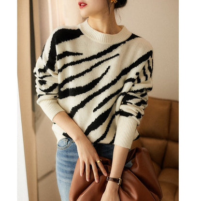 Loose Crew Neck Pullover Sweater Women