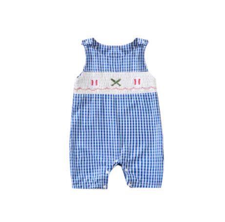 Girls' Fashion Personalized Embroidered Plaid Jumpsuit