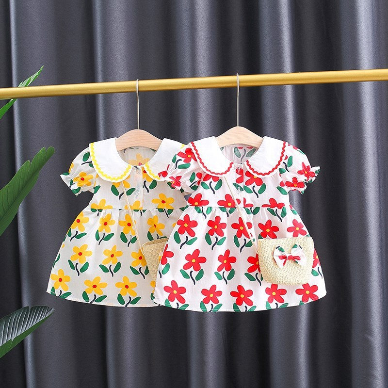 Girls Small Flowers Cotton Dress