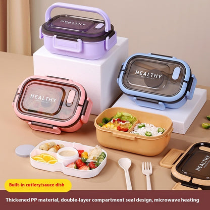 Microwave Oven Heating Divided Rectangular Bento Box