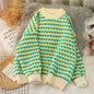 Soft Glutinous Plaid Autumn And Winter Coarse Yarn Sweater Loose