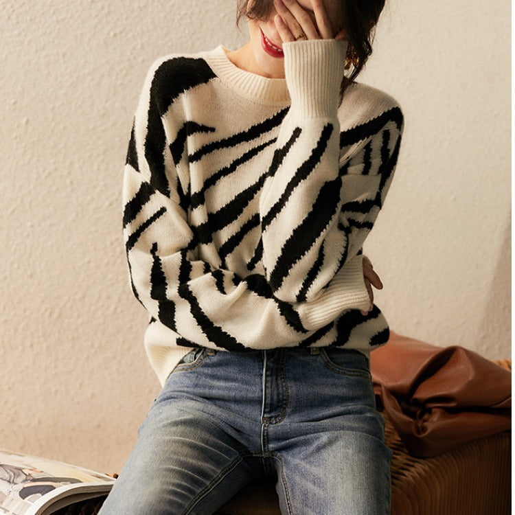 Loose Crew Neck Pullover Sweater Women