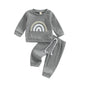 Kids' Rainbow Round Neck Long Sleeve Sweater Pants Suit