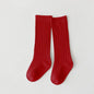 Sunken Stripe Socks Baby Plain Middle-long Stockings