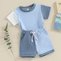 Cute Color Matching Short-sleeved T-shirt And Shorts Two-piece Set