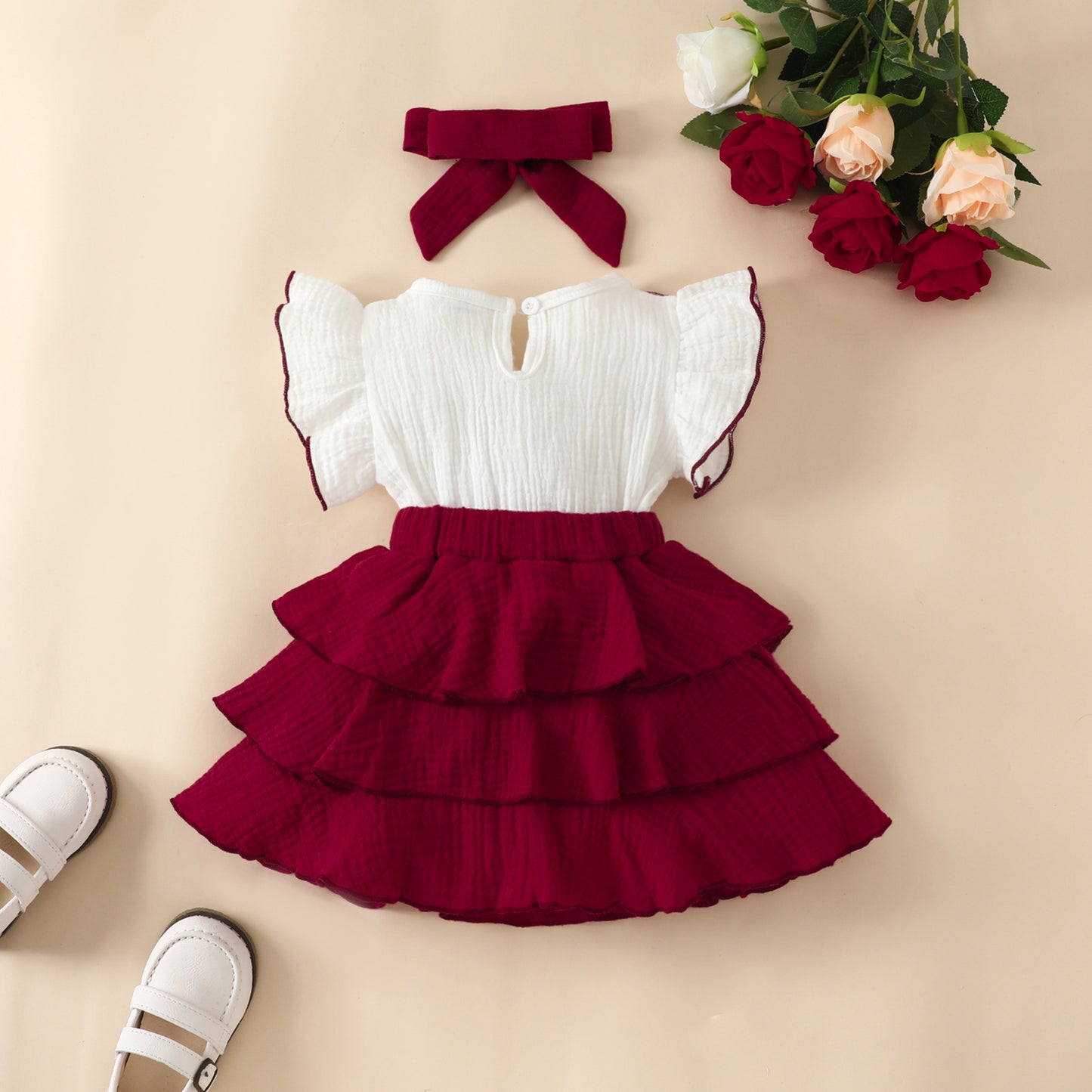 Baby Girl Patchwork Ruffled Sleeveless Fashion Dress