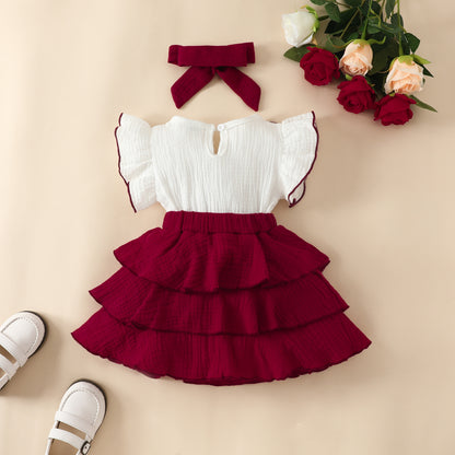 Baby Girl Patchwork Ruffled Sleeveless Fashion Dress