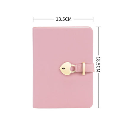 Fashion Creative Heart-shaped Sheepskin Lock Journal