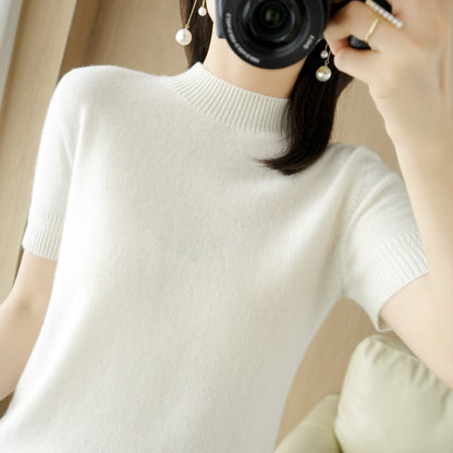 Mock-neck Mid-length Sleeve Lightweight Sweater Women