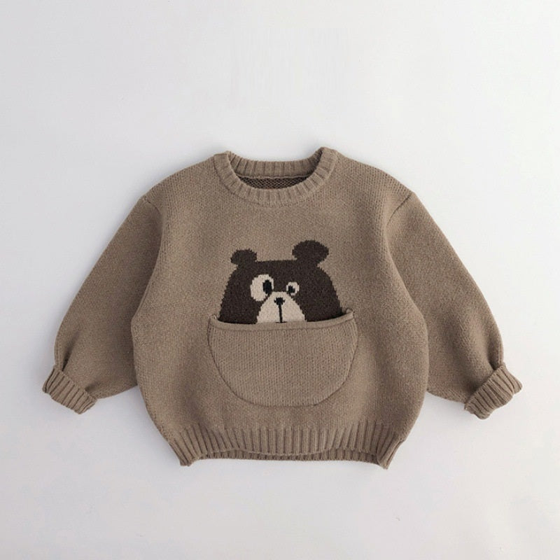 Cartoon Baby Soft Glutinous Sweater Cute Big Pocket