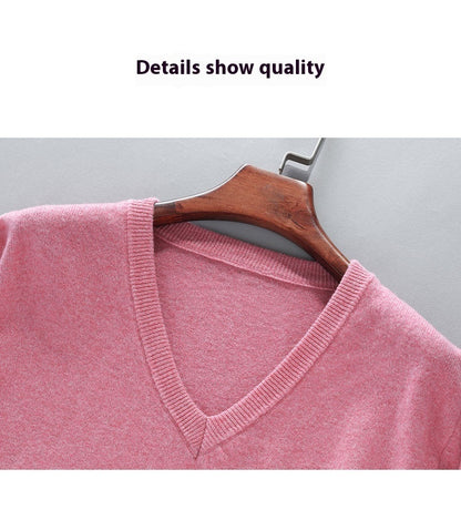 Sweater Men's V-neck Loose Solid Color Knitted Bottoming Shirt