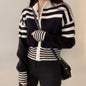 Short Long Sleeve Striped Sweater Sweater Coat