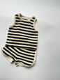 Korean Style Ins Striped Round Neck Vest Shorts Waffle Striped Suit Men And Women