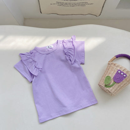 Children's Ruffled Flounced Sleeve T-shirt