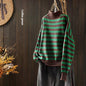 Striped Contrast Color Mock Neck Sweater