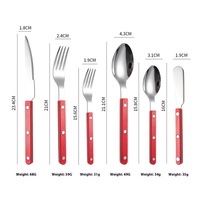 304 Stainless Steel Knife, Fork And Spoon French Rivet Tableware Clip Handle Hotel Western Dinner Set