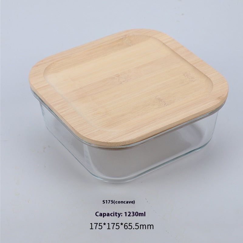 Bamboo Wood Lid Glass Lunch Box