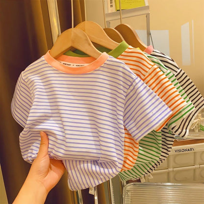 Contrast Color Striped Little Women's Baby Top