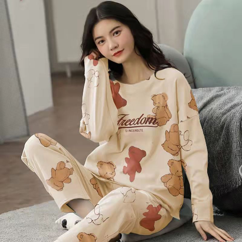 Womens Pajamas Set Cartoon Print Lounge Sets